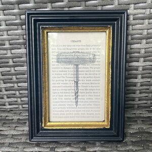 Two's Company 8"x6" Picture Photo Frame Wine Cooking Wall Hanging Black Gold